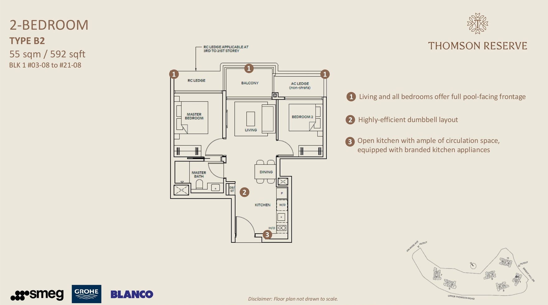 2 Bedroom · Type B2 floor plan