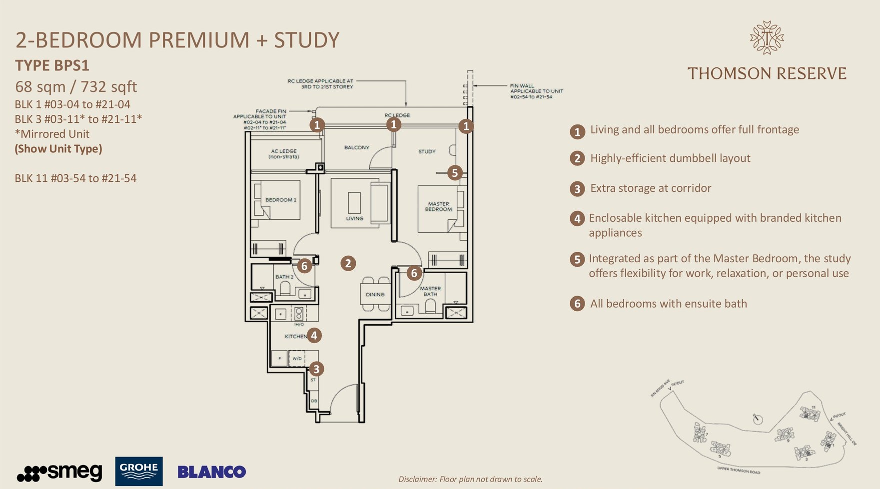 2 Bedroom Premium + Study · Type BPS1 floor plan