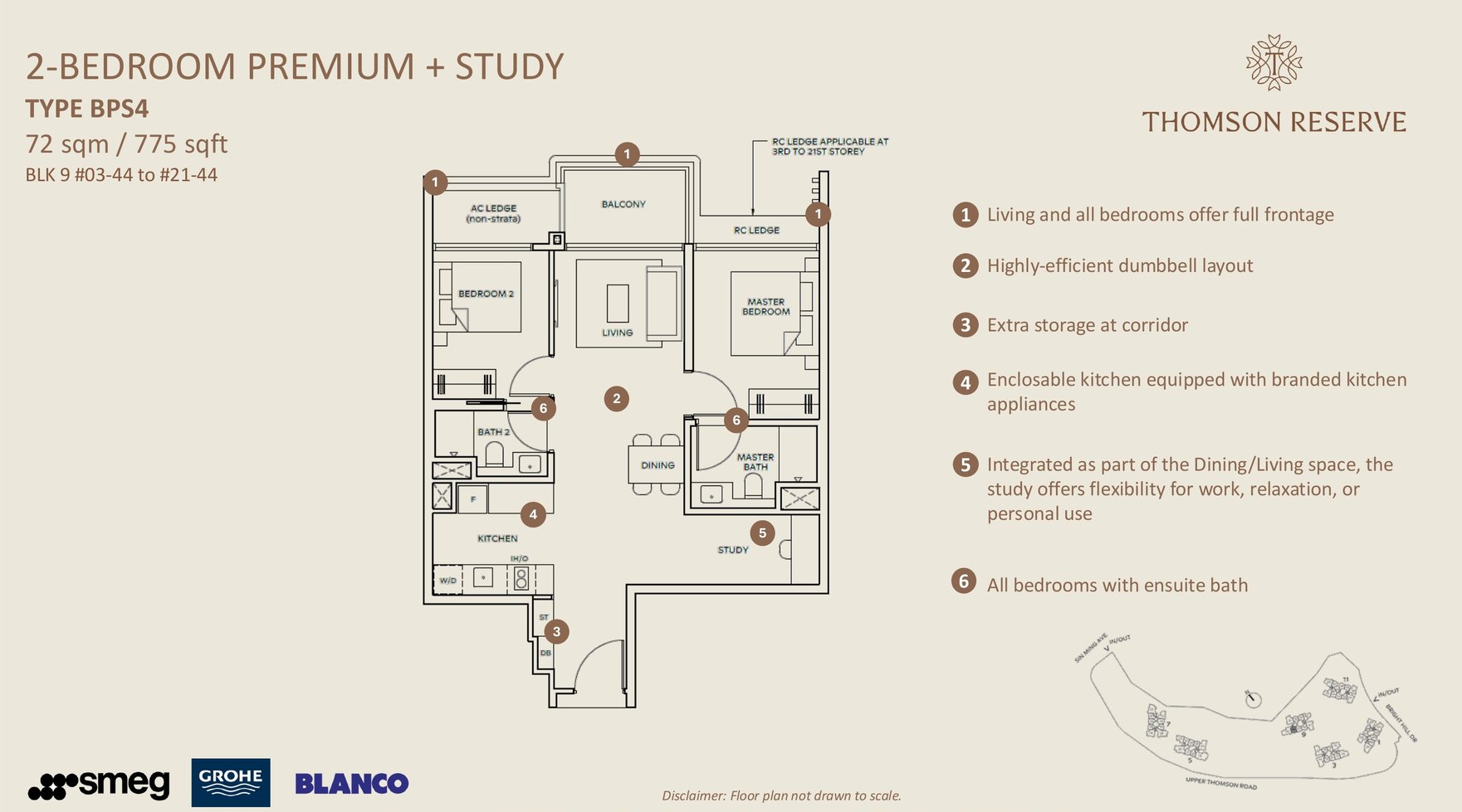 2 Bedroom Premium + Study · Type BPS4 floor plan