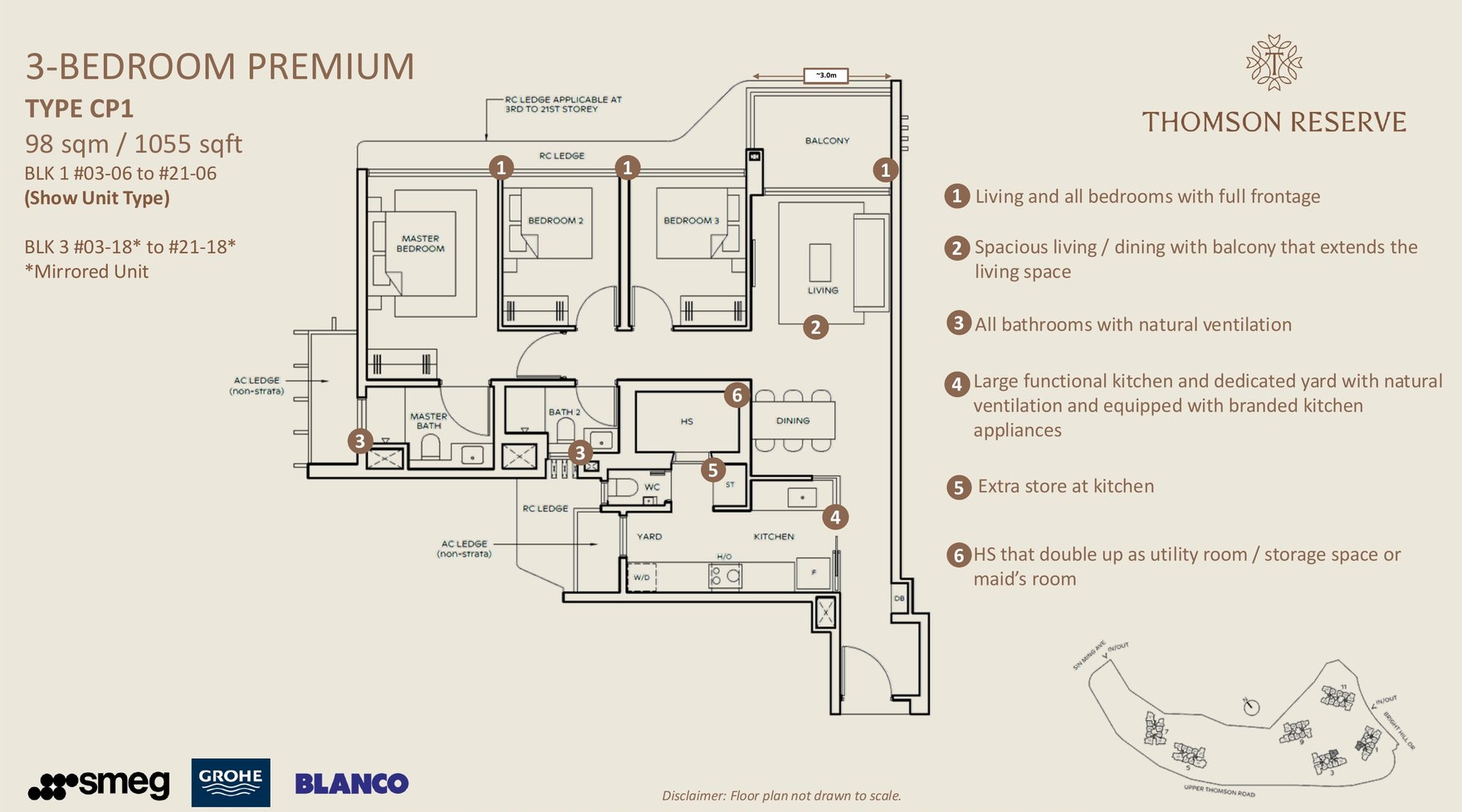 3 Bedroom Premium · Type CP1 floor plan