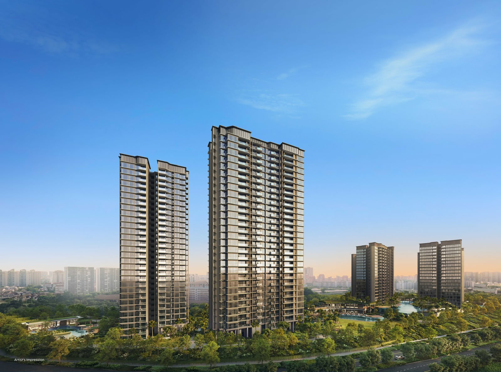 Artist's impression of Thomson Reserve's residential towers and grounds