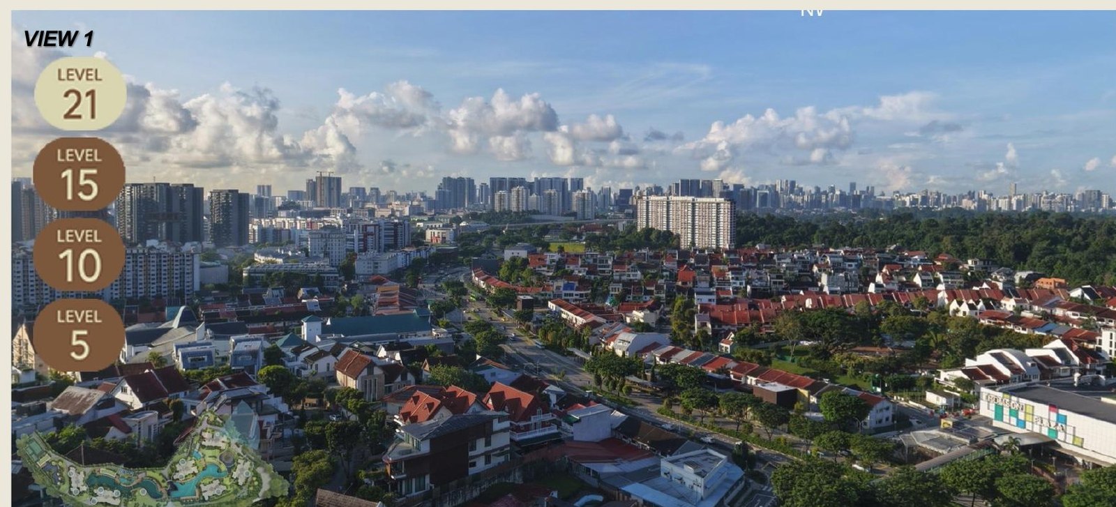 South-east towards the CBD skyline, south towards MacRitchie and Orchard