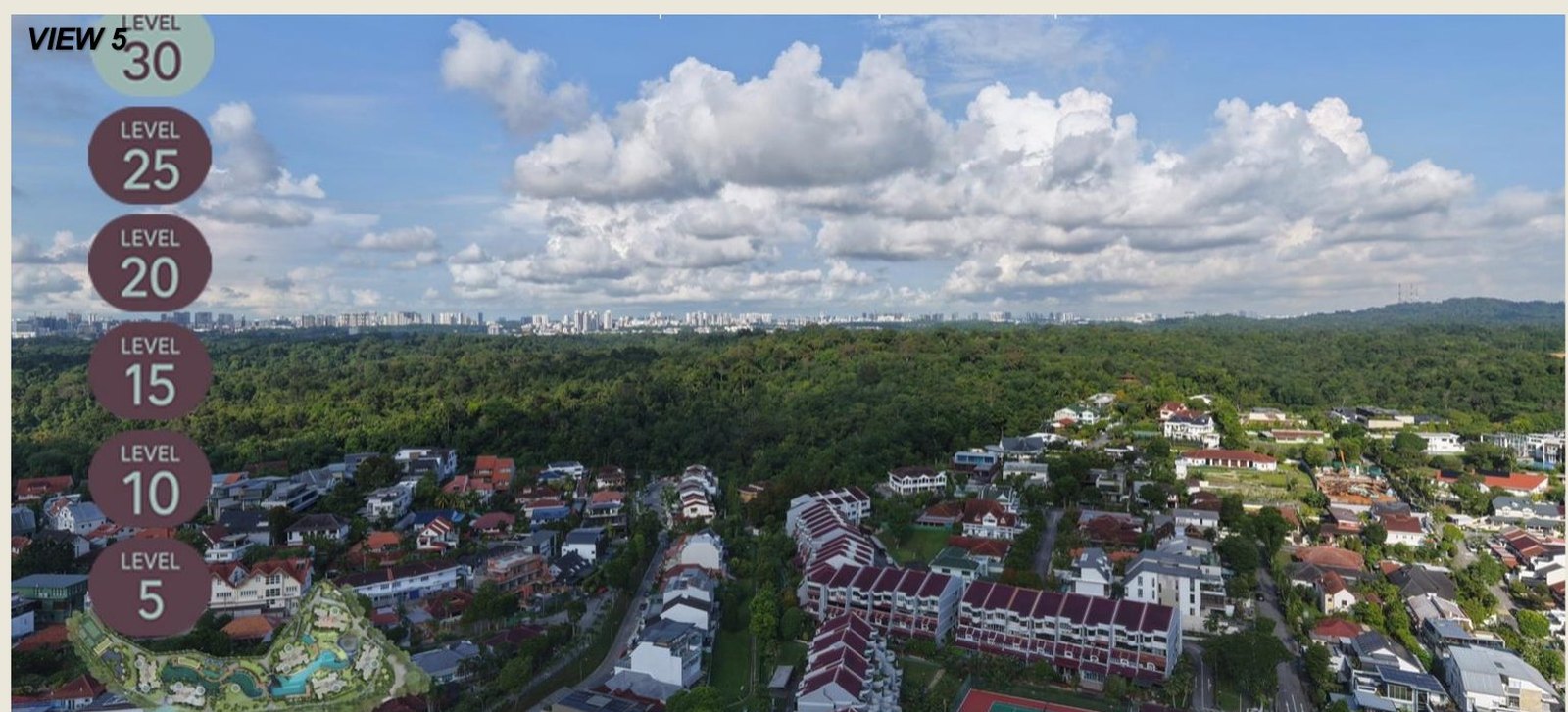 South-west towards GCBA Windsor Park, Windsor Nature Park and Bukit Timah